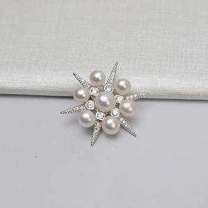 Wenchi S925 <b>Silver</b> Starfish Style Multi-Pearl <b>Pendant</b> Empty Collarbone <b>Chain</b> Fashionable DIY Accessory Gift Occasions Model - Product Image 3