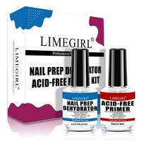 Limegirl 15ml Kit de préparation des ongles apprêt non acide déshydrateur de finition mate à séchage rapide et gels UV à liaison supérieure sous forme liquide