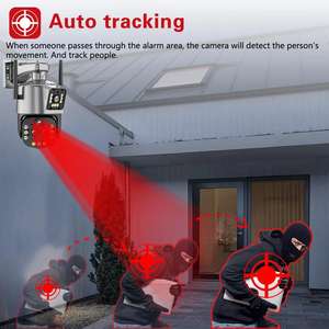 Kamera CCTV Video pengawasan IP, 8K 16MP 20X perbesaran WIFI PTZ kamera keamanan empat lensa 20X Zoom AI pelacakan otomatis - Product Image 4