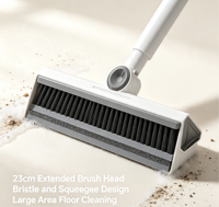 Brosse de nettoyage de sol en caoutchouc écologique de 23 cm à manche long, avec raclette, pour carrelage, salle de bain et cuisine