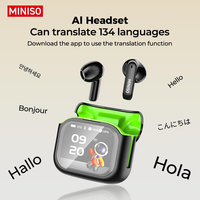 Casque sans fil véritable à réduction de bruit MINISO MS103, écran numérique HD 6.0, qualité sonore HiFi, casque de jeu et de sport