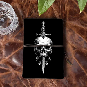 Cuaderno hecho a mano A6, regalo cálido de Halloween para vecinos, adecuado para la planificación de fiestas y notas divertidas con espada de calavera y decoración - Product Image 3