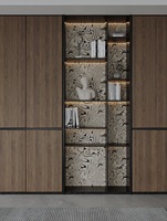 Étagère intégrée de style grille moderne, bibliothèque de salon blanche personnalisée