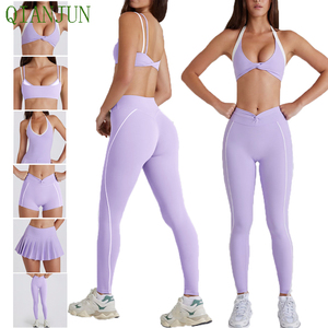 Nuovo arrivato set Fitness da <span class=keywords><strong>palestra</strong></span> per donne sport da ginnastica 6 pezzi set di pantaloncini con collo attorcigliati <span class=keywords><strong>tuta</strong></span> da Yoga da Tennis - Product Image 1
