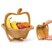 Cesta dobrável 2022 da amazon, cesta em forma de apple, cesta de bambu seco, frutas, cozinha