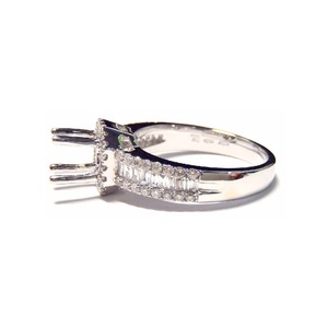 Bague pour femme personnalisée en or blanc 18 carats avec diamant véritable taille brillant, semi-monture, pour mariage, fiançailles, fête ou anniversaire - Product Image 2