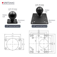 Soportes de TV de 360 grados VESA 100x100 adaptador de Monitor 2,25 ''bola cuadrada coche camión montado soporte de ordenador Monitor brazo Vesa para Ram