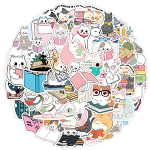 Adesivi Divertenti con Gatti <span class=keywords><strong>Meme</strong></span>, Simpatici Adesivi in Vinile a Forma di Animale per Bambini, Confezione Trasparente Fustellata, Decalcomanie Personalizzate Impermeabili, Etichette all'Ingrosso per Kindle - Product Image 1
