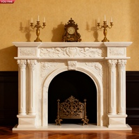 YOUFINE Cheminée en marbre de style classique romain, sculptée à la main avec des motifs floraux, pour la décoration d'hôtels haut de gamme