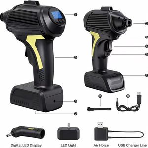 Compresseur d'air <span class=keywords><strong>électrique</strong></span> multifonction <span class=keywords><strong>12V</strong></span>, <span class=keywords><strong>gonfleur</strong></span> de pneus, manomètre numérique, 35L/min, gonflage rapide pour pneus de voiture et de moto - Product Image 2