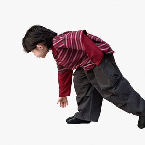 Camiseta Casual sin Mangas con Cuello Polo a Rayas y Bloques de Color Estilo Japonés para Niñas, Novedad de Otoño, Top Holgado de Manga Corta a la Moda - Product Image 5