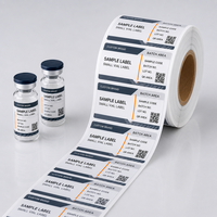 Étiquettes personnalisées en rouleau pour petits flacons de peptides, autocollants imperméables pour bouteilles, pour l'emballage d'échantillons, service d'impression QR code et de lots OEM