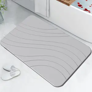 Diatom Bathroom Quick Drying Custom Design Non Slip Diatom Stone Bath Mat Diatomaceous Earth Shower Mat