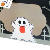 Boîte en carton portable Halloween Citrouille Fantôme avec fenêtre, recyclable, imprimée UV, design estampé, poignée, forme personnalisable pour bonbons