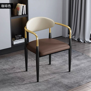 Chaise de salle à manger de luxe légère italienne chaise d'art moderne minimaliste pour la maison en cuir dossier de restaurant chaise de négociation d'hôtel de loisirs - Product Image 3