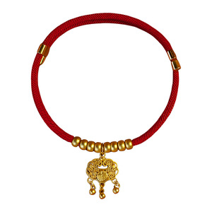 Collar para mascotas Qi Oh, cuerda roja con cuentas doradas, ajustable para perros pequeños y gatos, estilo clásico, cierre de larga duración para invierno - Product Image 5