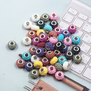 Lote de 100 piezas de cuentas espaciadoras de estilo europeo con agujero grande, coloridas, con diamantes de imitación, para manualidades, pulseras, joyería y collares - Product Image 4