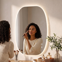 Miroir LED anti-buée de forme ovale, sans cadre, pour salle de bain, éclairage HD à 3 couleurs, gradation progressive, directement de l'usine
