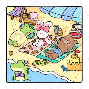 Carnet de coloriage et d'esquisse en papier à thème animaux mignons pour adultes et adolescents, simple et facile à utiliser, cadeau de coloriage sur le thème des aventures transfrontalières - Product Image 4
