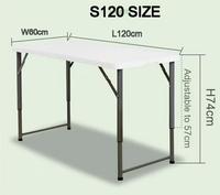 Meilleur choix : Table de salle à manger pliante moderne de 6 pieds en plastique avec plateau en HDPE, pieds empilables imperméables pour usage extérieur