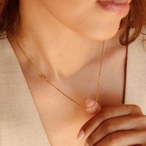 EManco Birthstone <strong>Monogram</strong> Customized <strong>Necklace</strong> DIY <strong>Name</strong> <strong>Necklace</strong> Stainless Steel Jewelry Birthday Gift - Product Image 3