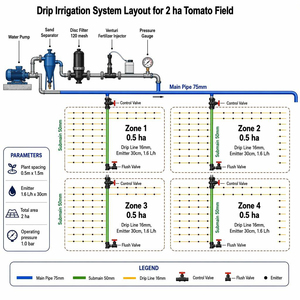 Système d'irrigation goutte-à-goutte agricole de 2 ha avec filtre à tuyau et fertiliseur pour ferme - Product Image 5