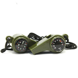 Al aire libre de <span class=keywords><strong>3</strong></span> en 1 de plástico de emergencia silbato barato supervivencia silbato de color verde con brújula - Product Image 1