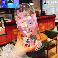 Rose éternelle charmante en gros, faite à la main, avec fleur découpée au laser sous cloche en verre, cadeau pour la Saint-Valentin, Noël, Qixi pour femme et petite amie