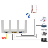 Routeur Modem Sans Fil à 4 Antennes 10G PON+1*2.5GE+3*GE+1*POTS+1*USB3.0+WiFi 6 10G EPON XGPON XGSPON AX3000 HGU ONT