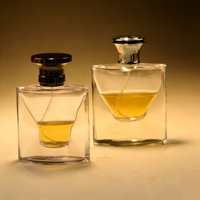 Botella de Perfume Cuadrada de Vidrio Transparente de Lujo - Revestimiento Interior de Embudo con Tapa de Aleación de Zinc/Pulverizador de Niebla Fina Recargable