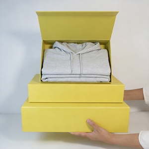 กล่องเสื้อผ้าสีเทาแบบพับได้เคลือบลามิเนตแม่เหล็กแข็งแรง ทำมือ สำหรับเสื้อเชิ้ต เสื้อฮู้ดดี้ และเสื้อผ้าอื่นๆ บรรจุภัณฑ์กล่องแบบแบน - Product Image 1