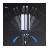 Pengisi Daya Mobil Digital Berkualitas Tinggi 100W PD 4 in 1 Kompatibel Luas, Kabel Retractable Ganda, Adaptor Pengisi Daya Mobil Cepat Portabel