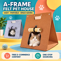 Maisonnette en feutre personnalisée en forme de A pour animaux de compagnie, lit-caverne d'intérieur pour chats avec double entrée, pour chats et petits animaux, vente en gros OEM ODM
