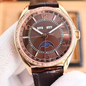 Reloj de Lujo de Alta Calidad para Hombre y Mujer, Cuerpo de Oro Rosa con Diamantes, Superficie Marrón, Calendario Completo, Mecánico Automático, Moderno, Recién Llegado - Product Image 1
