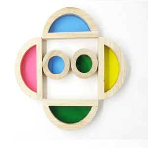 Montessori Sensory Toy Acrylic 6kinds Geometry <strong>Shape</strong> <strong>Block</strong> Wooden Rainbow <strong>Blocks</strong> - Product Image 3