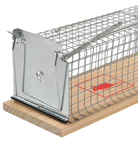 Piège à souris réutilisable efficace, cage à souris en métal avec deux portes, cage à rats en acier avec base en bois pour la lutte antiparasitaire - Product Image 2