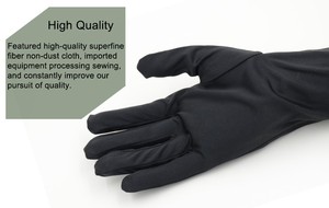 Gants de nettoyage en microfibre noir et blanc avec logo personnalisé pour le travail gants de polissage de bijoux en coton et soie de lait - Product Image 4
