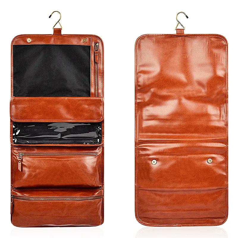 Индивидуальная мужская кожаная подвесная сумка для туалетных принадлежностей, кожаный комплект для бритья, водонепроницаемая мужская косметичка