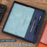 Agenda annuel 2027 personnalisé avec logo, carnet en cuir PU grain crocodile, couverture rigide, porte-stylo, marque-page en ruban, cadeau de bureau