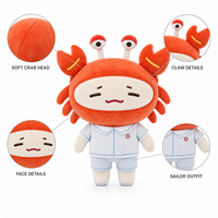 Peluche Costume de Crabe Orange Adorable, Poupée Douce et Moelleuse en Pyjama Marin avec Visage Endormi, Fabricant OEM ODM Personnalisé de Cadeaux
