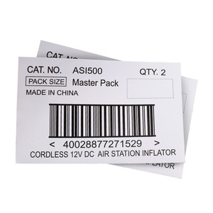 Etiqueta Adhesiva Personalizada Jiaxi con Código de Barras para Empaque, Inflador de Aire de 12V CC, Paquete Maestro, Hecho en China - Product Image 1