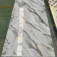 Nouvelle Conception 2025 Plaque de Marbre UV Haute Brillance 1220x2440mm, Feuille Décorative en PVC Type Marbre UV à Texture Marbre