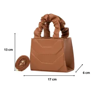 Bolso Bandolera Fana de Galia Fashions para Mujer, Geométrico, de Cuero, con Cierre, Color Camel, Impermeable, para Uso Diario en Verano - Product Image 3