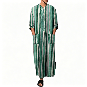 Abbigliamento Mediorientale di Alta Qualità Pf, Tuta Casual da <span class=keywords><strong>Uomo</strong></span> Arabo con Stampa a Righe, Abbigliamento Islamico Musulmano - Product Image 5