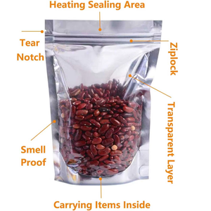 Túi nhôm tráng bạc mặt trước trong suốt, mặt sau mờ, có khóa kéo, đứng được, đóng gói lại được - Product Image 3