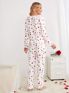 ชุดนอนพิมพ์ลายตามสั่ง ชุดนอนคนท้องลายหัวใจ กางเกงชุดนอนคนท้อง ชุดนอนคนท้องไซส์ใหญ่ ชุดนอนสำหรับคุณแม่ - Product Image 5