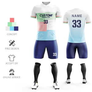 कस्टम फुटबॉल पहनने वाली टी-शर्ट लुभावनी सबलिमिनेशन 2 टुकड़े परिधान स्पोर्टी फुटबॉल जर्सी - Product Image 2