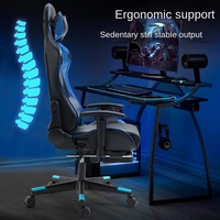 Chaise de bureau pour ordinateur, chaise de gaming style course, base en métal/nylon, accoudoirs en cuir PU, inclinable, traditionnelle
