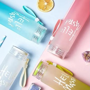 Bouteille d'eau en verre dépoli à large ouverture de 480 ml avec logo personnalisé Hello Master et manchon en néoprène – Vente en gros - Product Image 2
