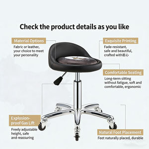 Chaise <span class=keywords><strong>de</strong></span> barbier en cuir synthétique noir, durable, réglable en hauteur, design ergonomique, roulettes à rotation à 360 degrés - Product Image 6